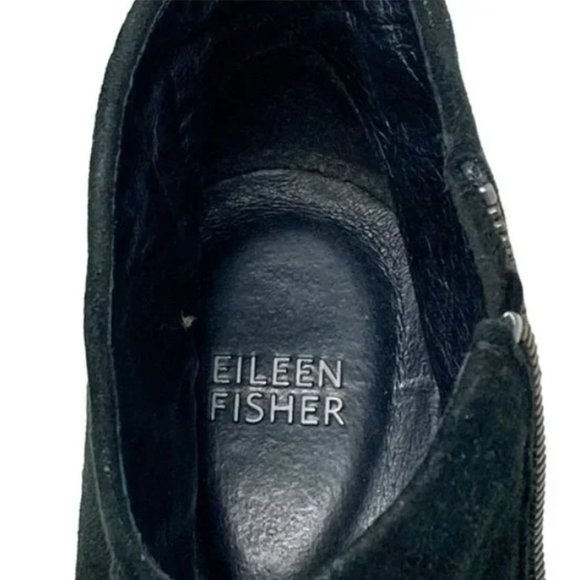 Eileen Fisher Coax Black Soft Grained Texture Leather Platform Boots - Size 9. - Picture 12 of 14